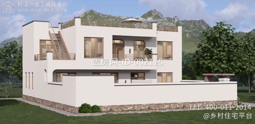 【设计师案例】土建参考造价41万，面宽16m×进深9.3m北京密云二层现代别墅-35