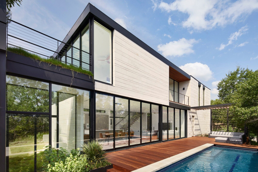 德州奥斯汀湖畔简约石 Glass Bridge 住宅-18