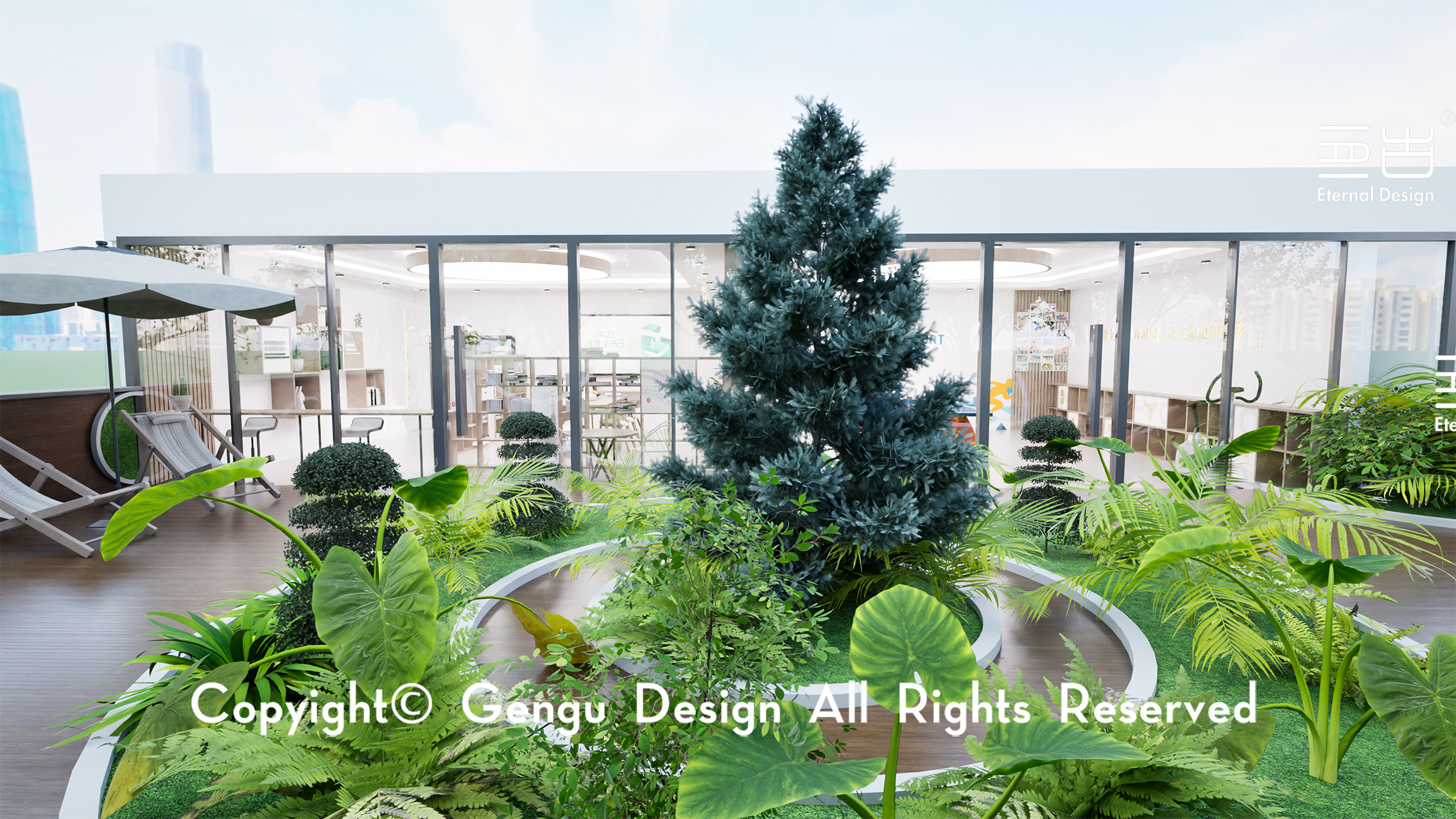 某单位员工阅读室,运动室与楼顶花园设计项目丨中国苏州丨亘古设计-10