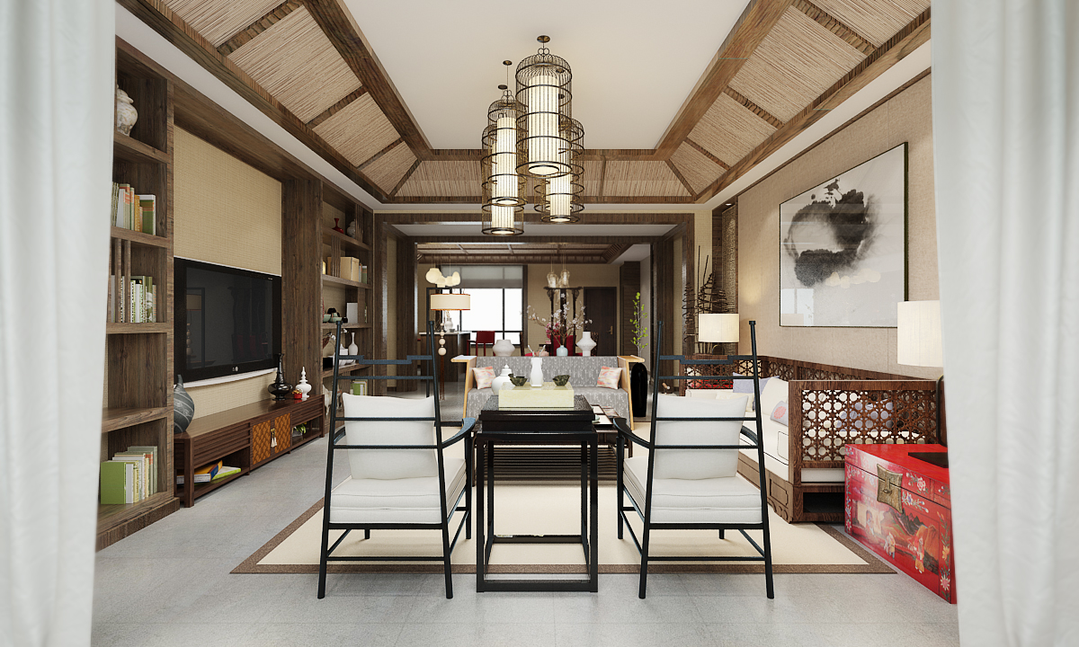 新中式 中式古典 奢华家装别墅样板房-3-22