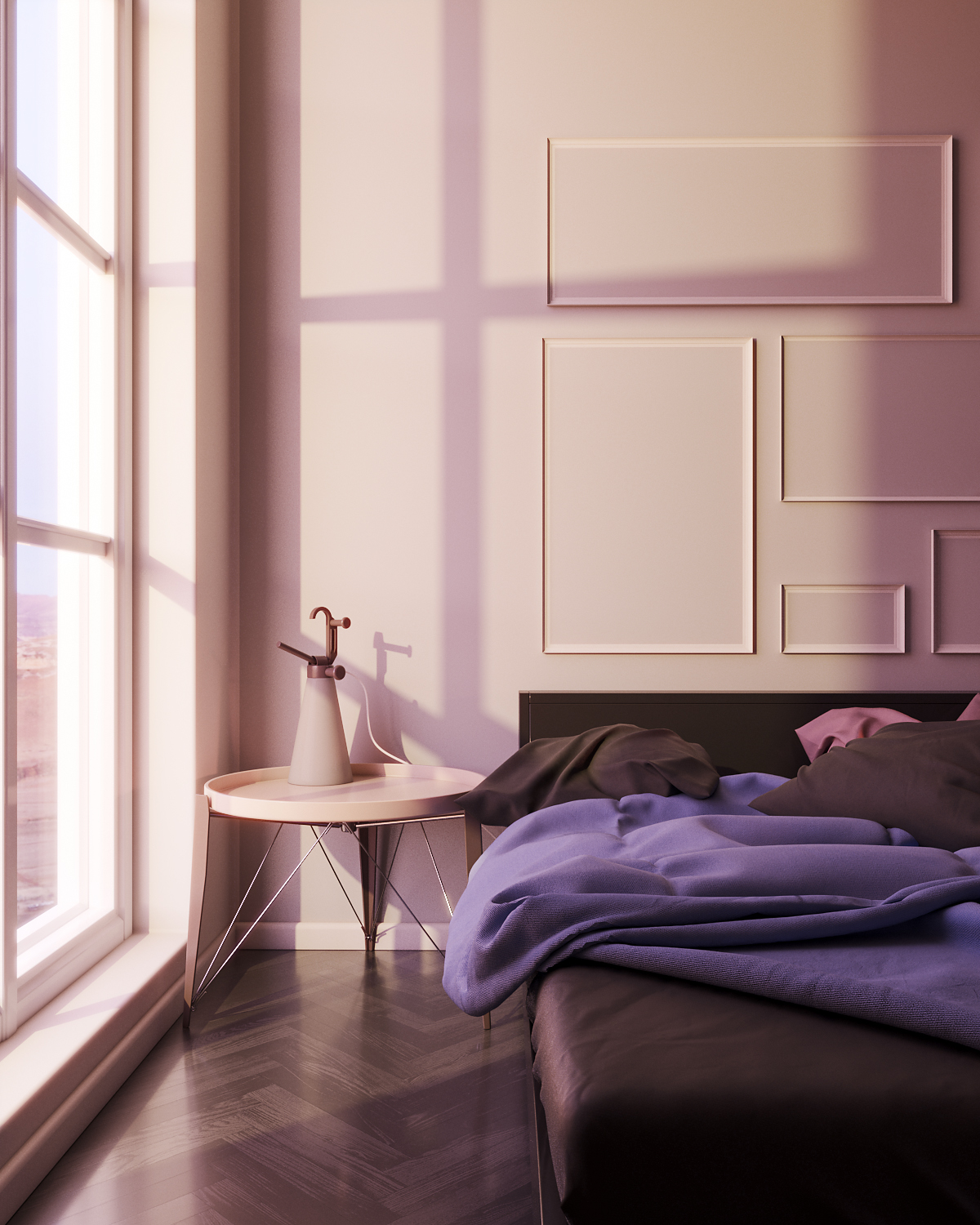 矩阵空间 Matrix Space | 艺术简约卧室的不同时段灯光魅力-9