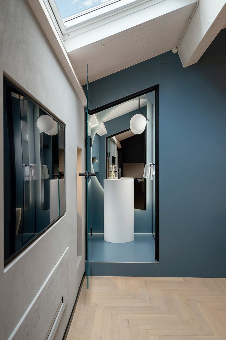 现代风格舒适而精致单一材料色块线条的民宿设计丨戈者设计-11