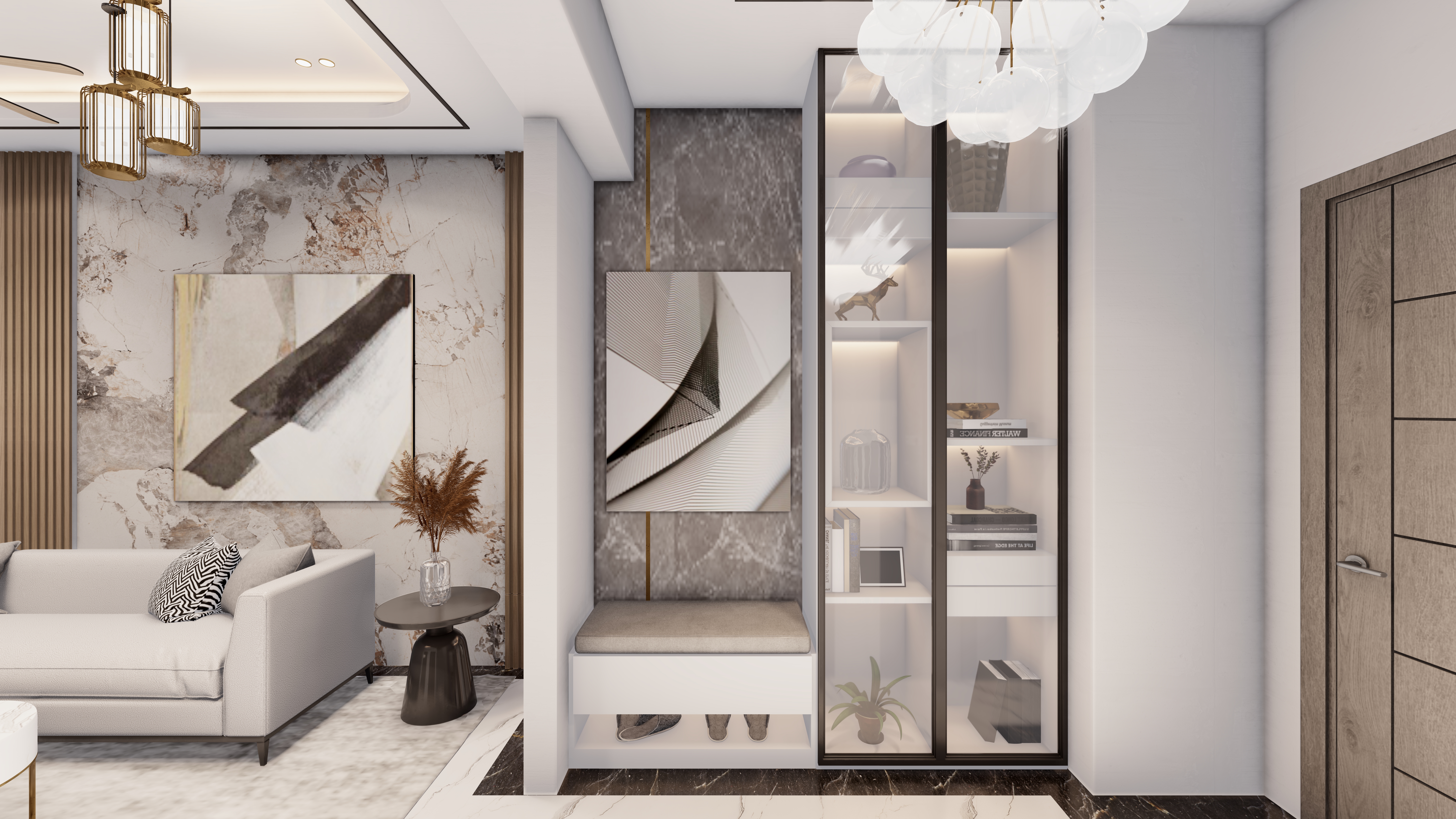 Minimal Modern Interior: Foyer, Dining & Formal Living-1