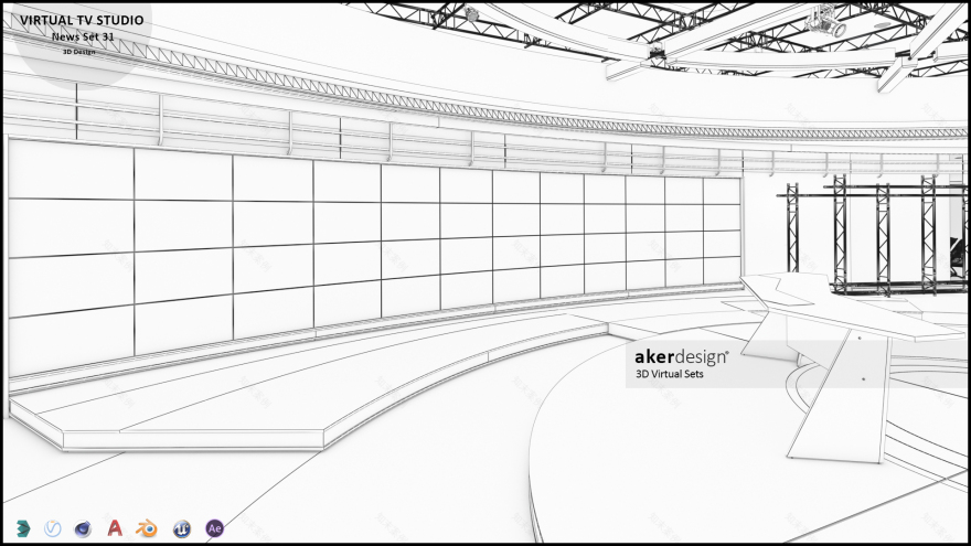 虚拟电视演播室新闻场景 1-8