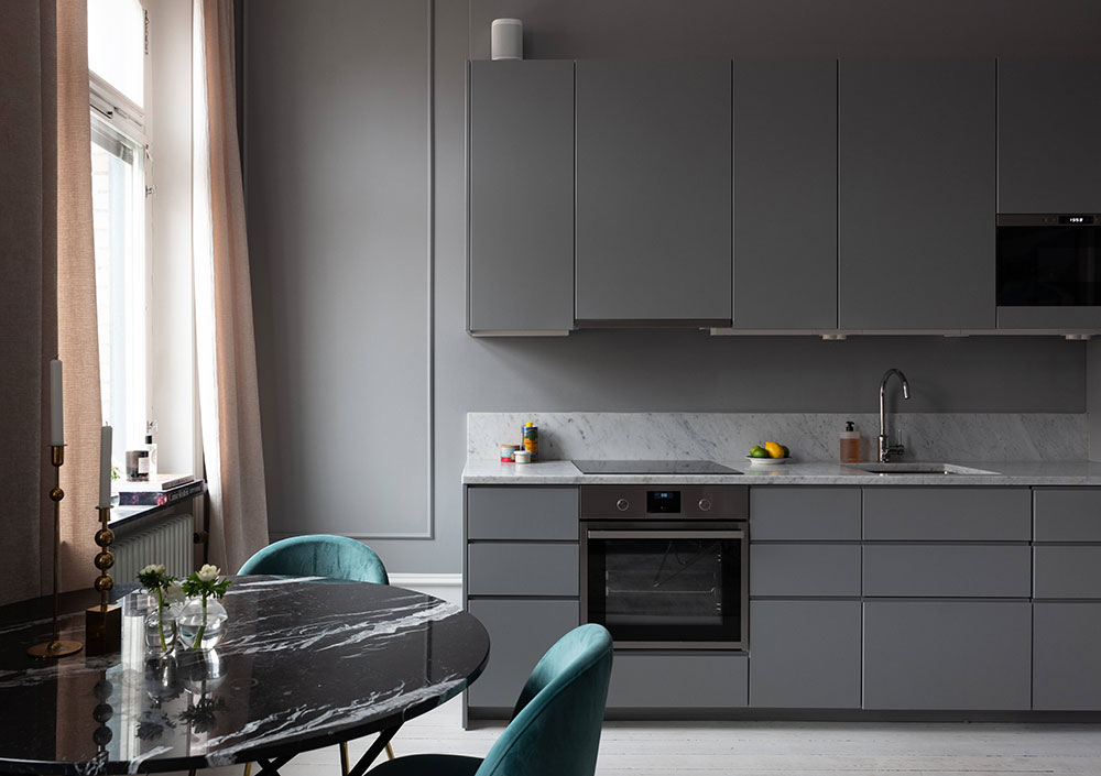 瑞典 37㎡小公寓的时尚黑色魅力-7