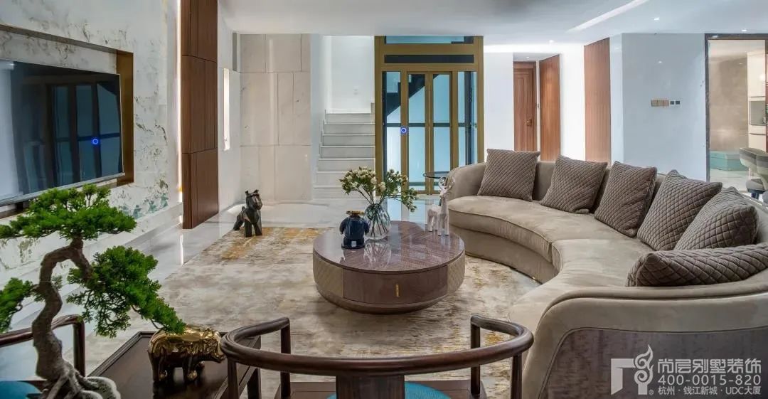 450㎡淡雅新中式别墅设计丨尚层别墅装饰-5