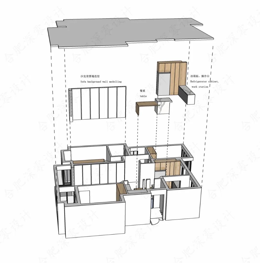 合肥深零设计新作 | 一家五口人住115㎡三室两厅，超大公共空间，太舒适了！-41