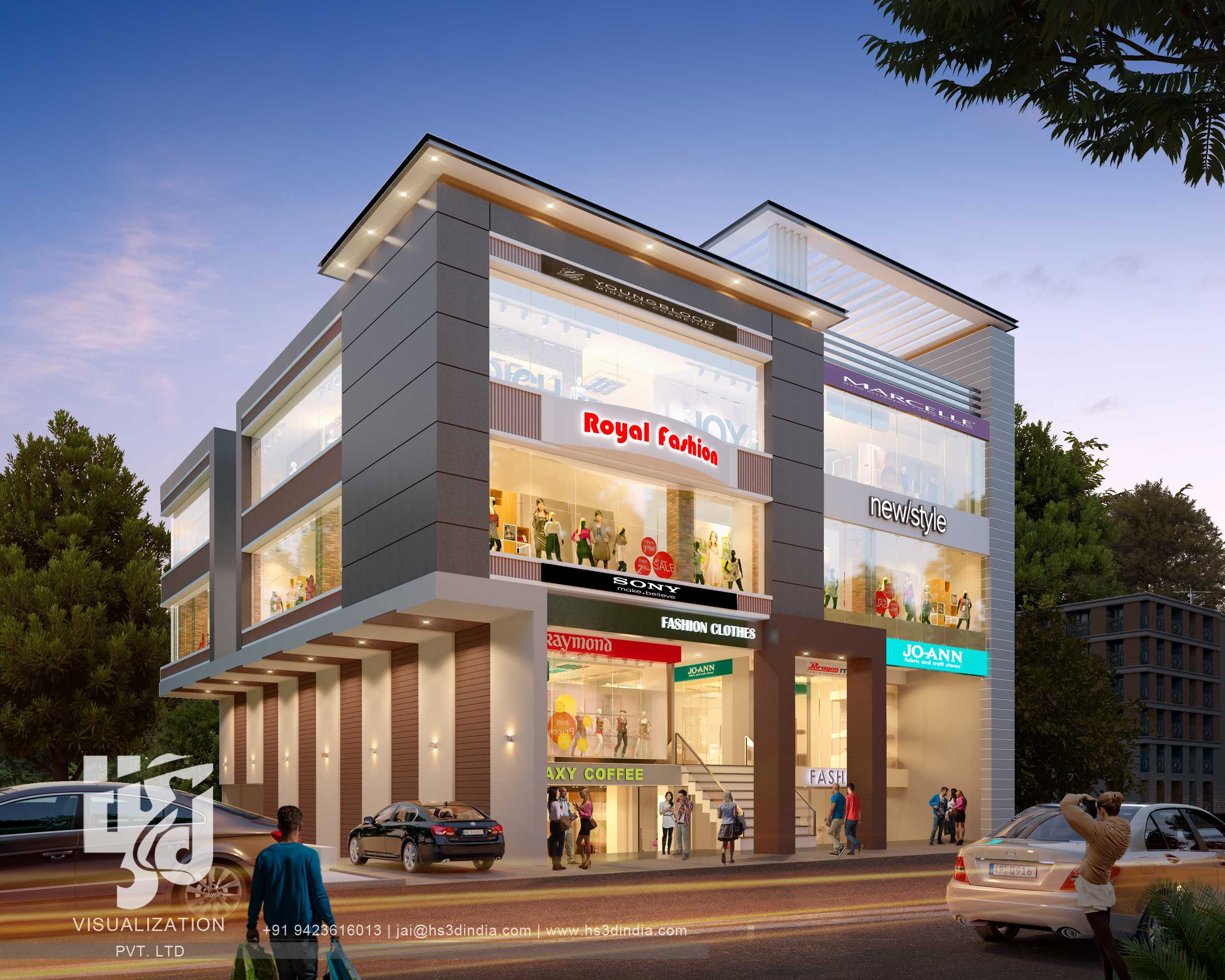 HS 3D 印度打造惊艳夜景商业建筑-19