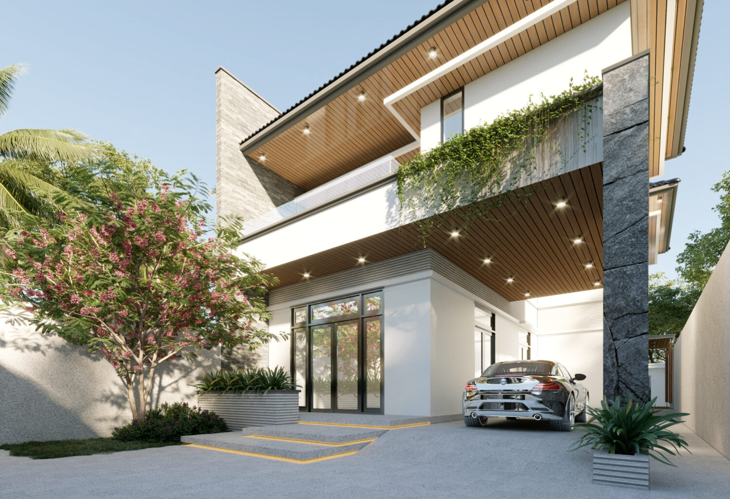 7484. Free Sketchup Villa Exterior Model Download-4