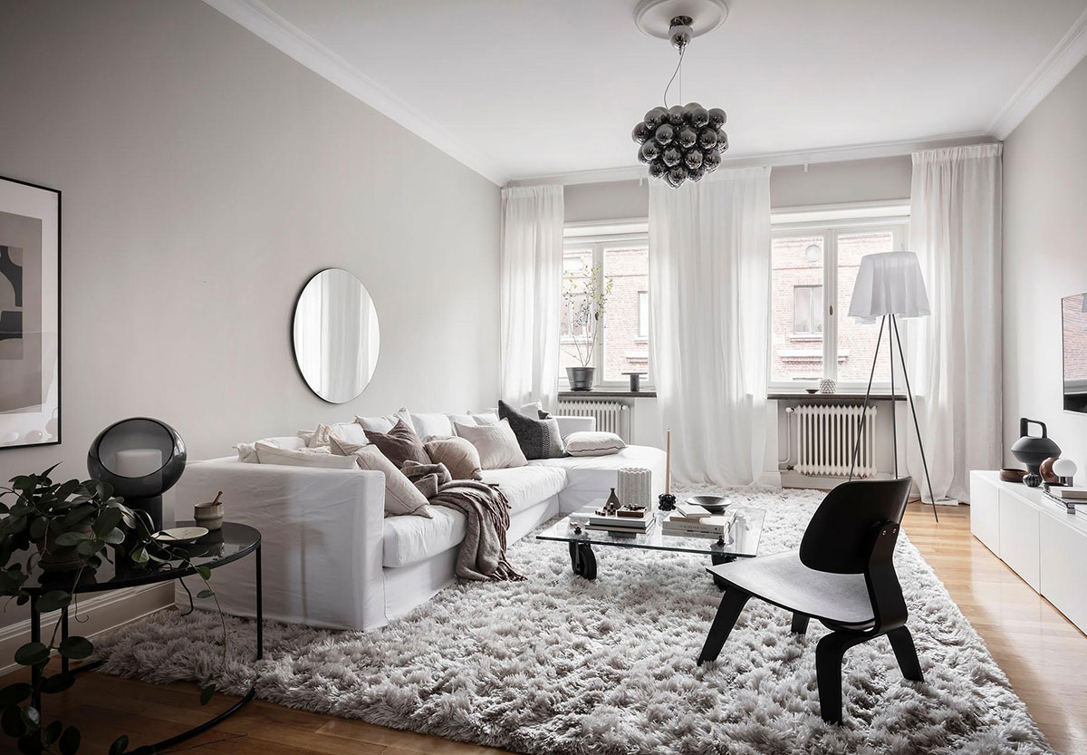 白色斯堪的纳维亚风格公寓-1