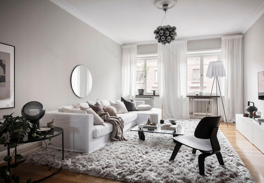白色斯堪的纳维亚风格公寓-1