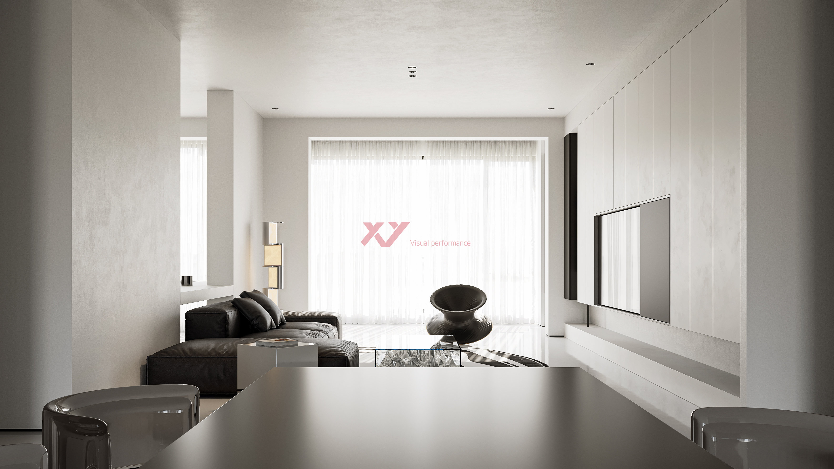 家装/现代黑百灰设计效果图表现-2