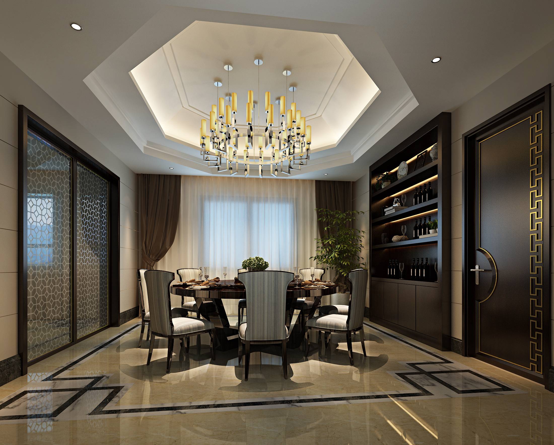 新中式 中式古典 奢华家装别墅样板房-15-31