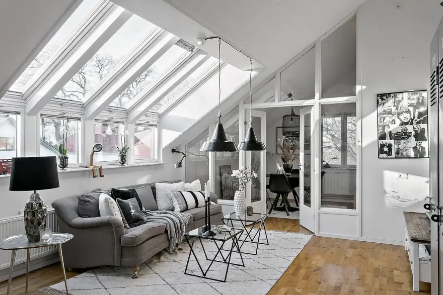 瑞典阁楼公寓 | 黑白灰的明亮魅力-1