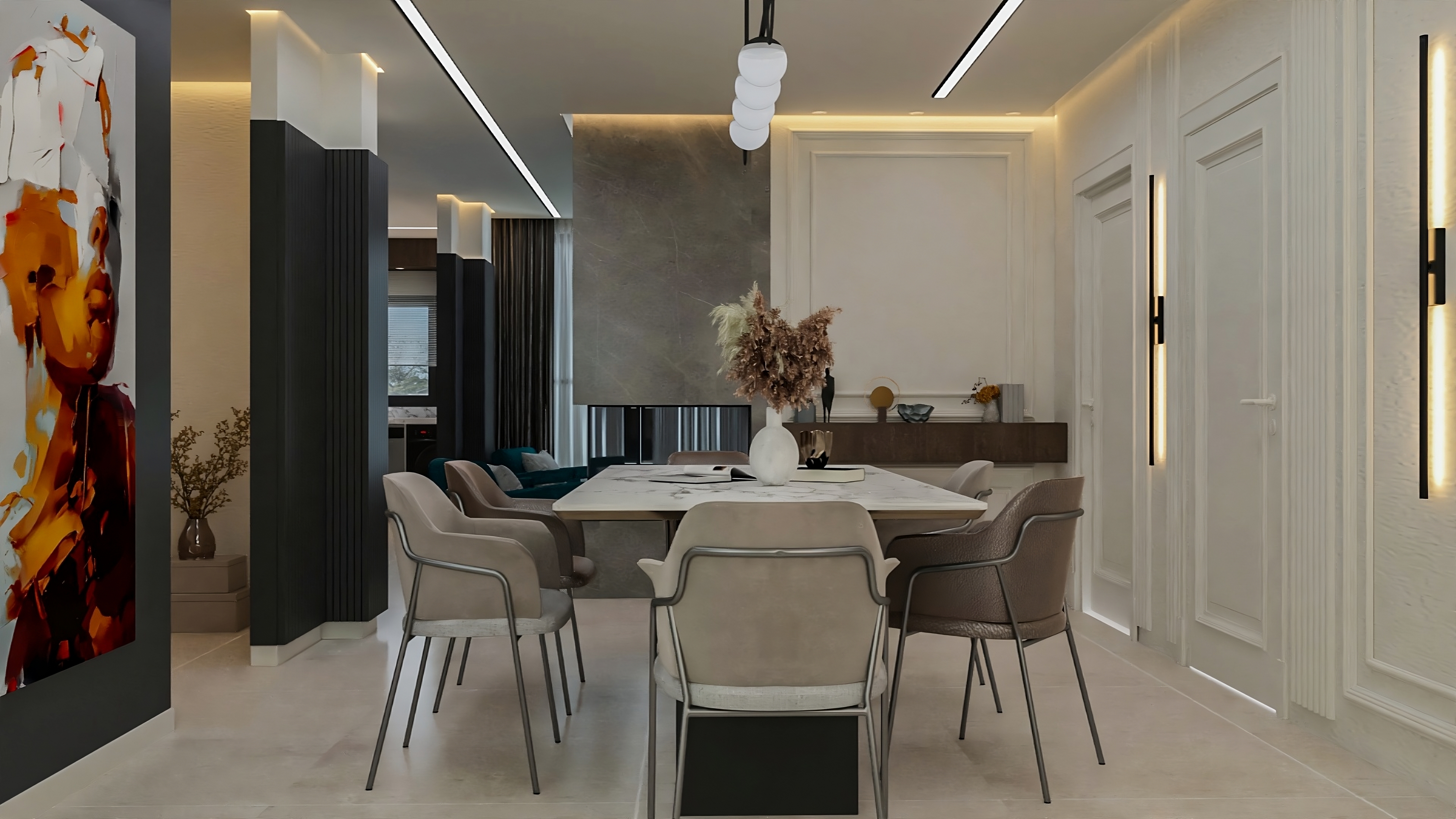 Living room design in neoclassical style-6