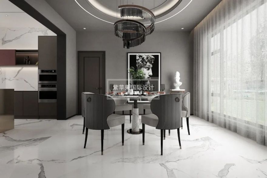 诺德山海春风 160㎡别墅,现代轻奢风融入勃艮第红-59