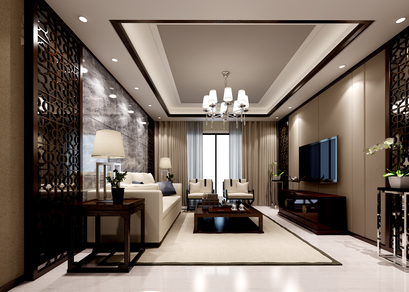 新中式 中式古典 奢华家装别墅样板房-7-34