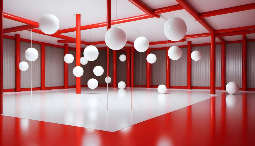 抽象红与白室内设计-8