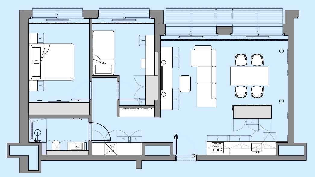 Проект 3к квартиры 90 м2 с вариантами планировки студии - Фото интерьеров-17