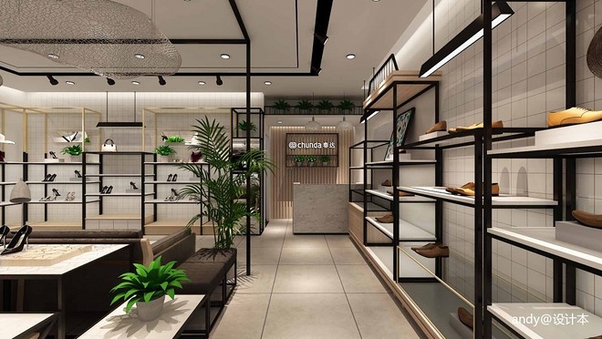 春达鞋店20万元95平米购物空间装修-18