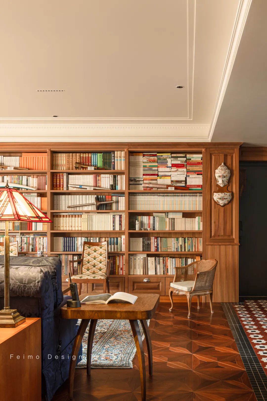 淮南南山里139㎡复古南洋风家居设计,藏身图书馆的定制生活-19