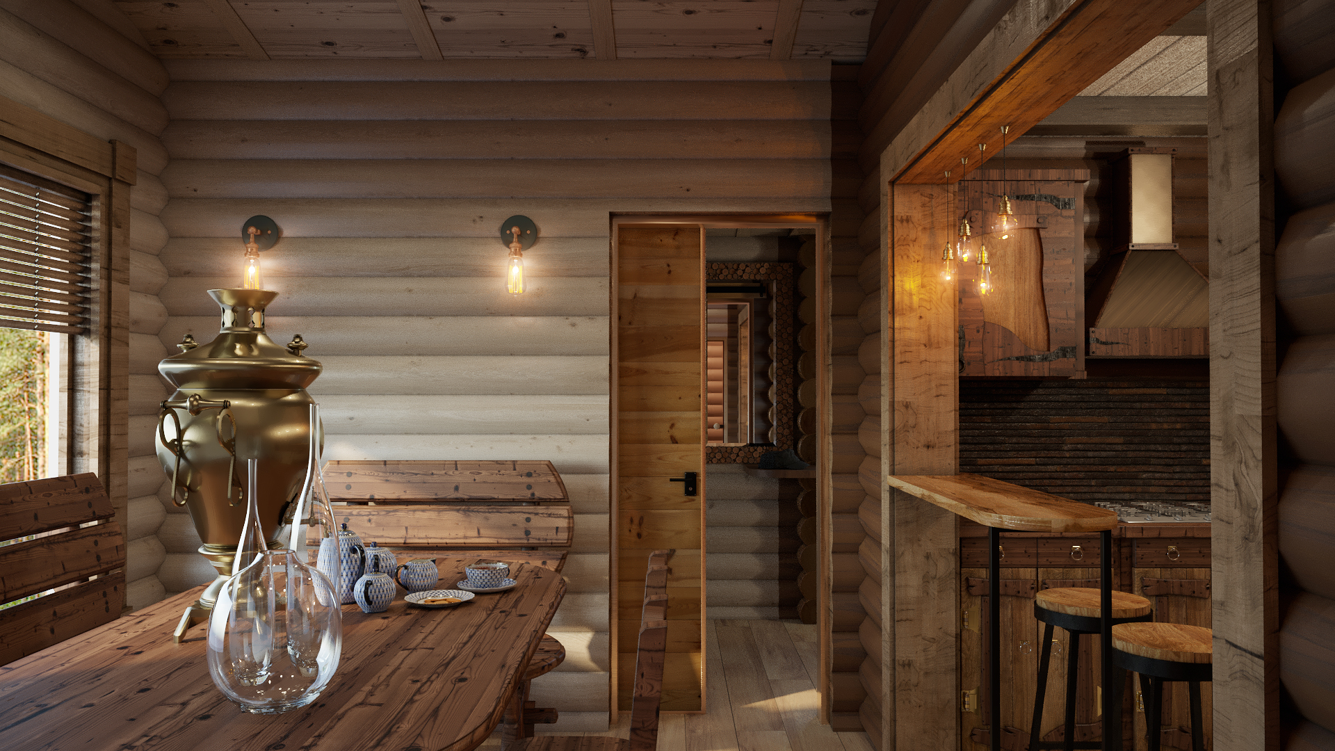 Варианты интерьера в срубе.-34