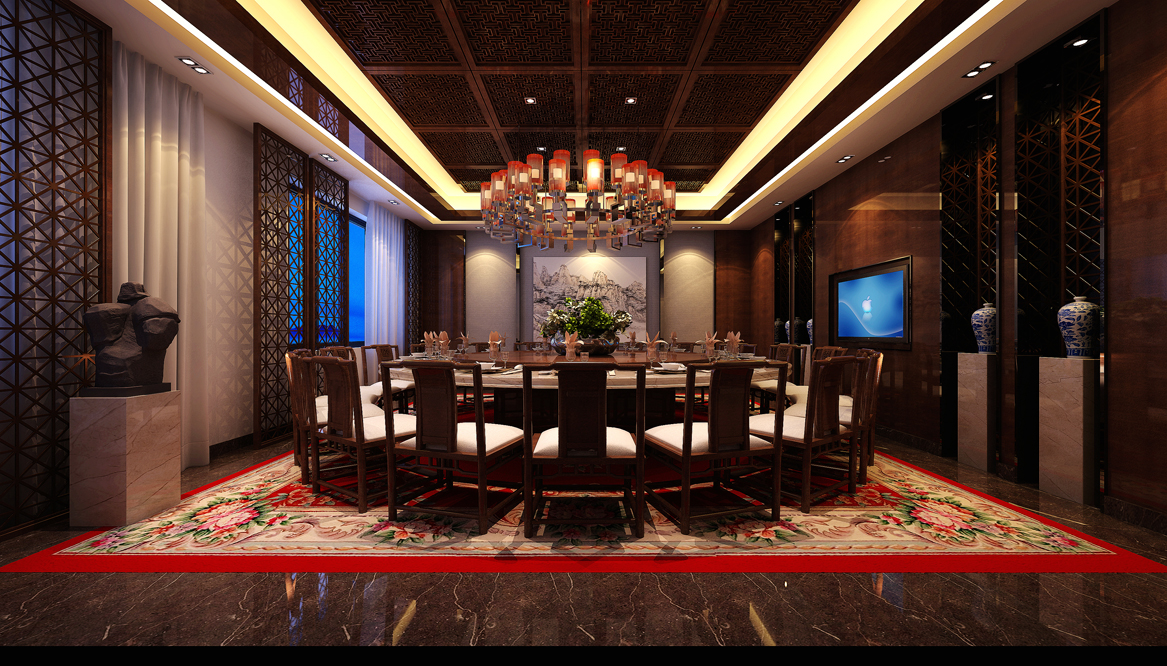 新中式风格奢华酒店餐厅 会所包房 包厢 包间 高清效果-3-1
