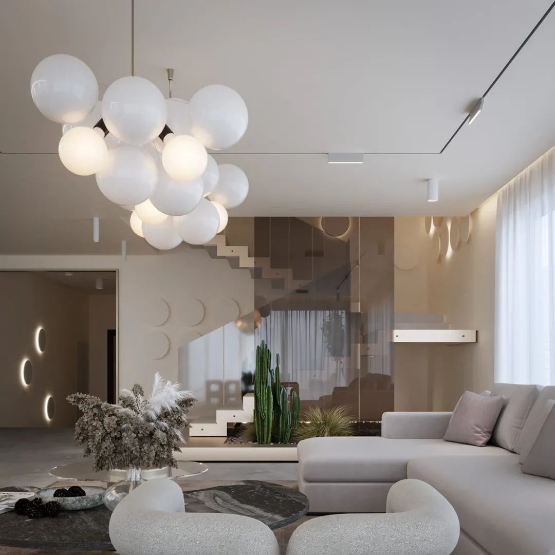 Interiors With Pockets Of Greenery And Modern Staircases-7