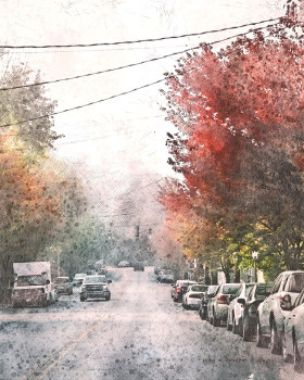 Cincinnati 城市水彩画