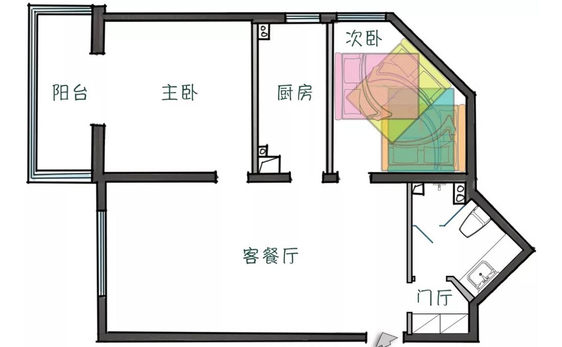 全能格局,珊瑚橘色点缀的玖雅平层设计-98