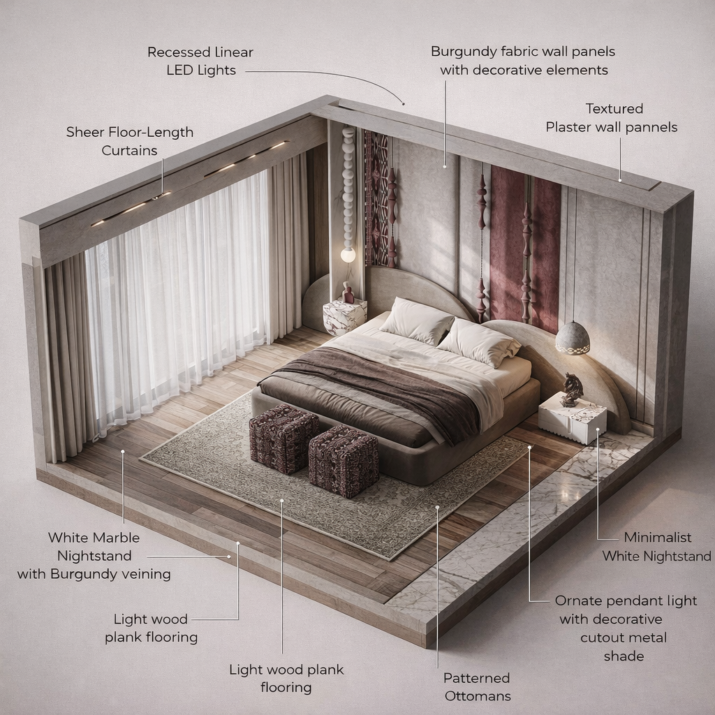 海福卧室（注：这里HAIF可能是一个品牌名之类的，音译为海福，若有具体背景信息可替换为更合适的译法）丨阿曼丨Bloom Studio-16