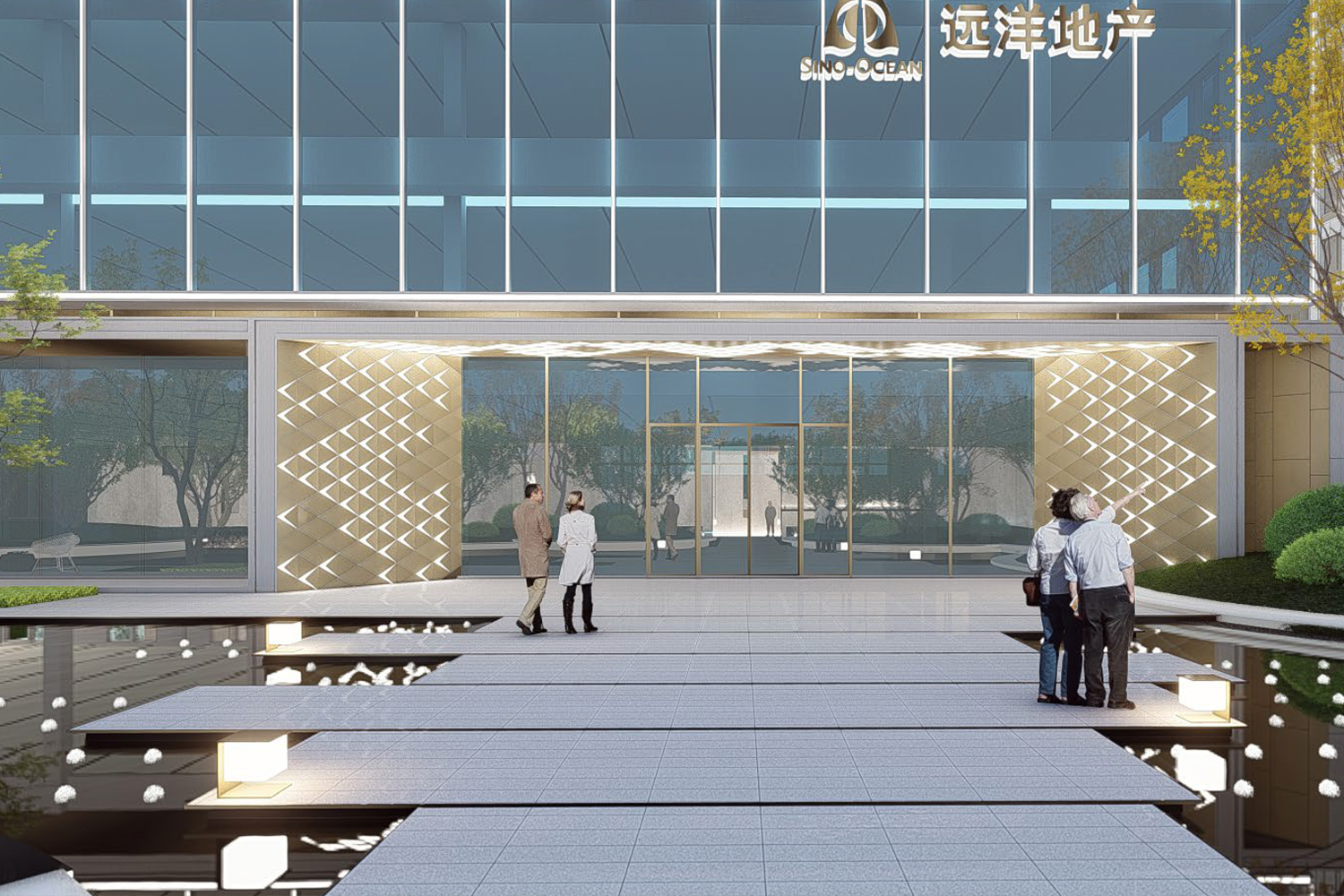 天津远洋宽阅时光示范区景观SU模型-1