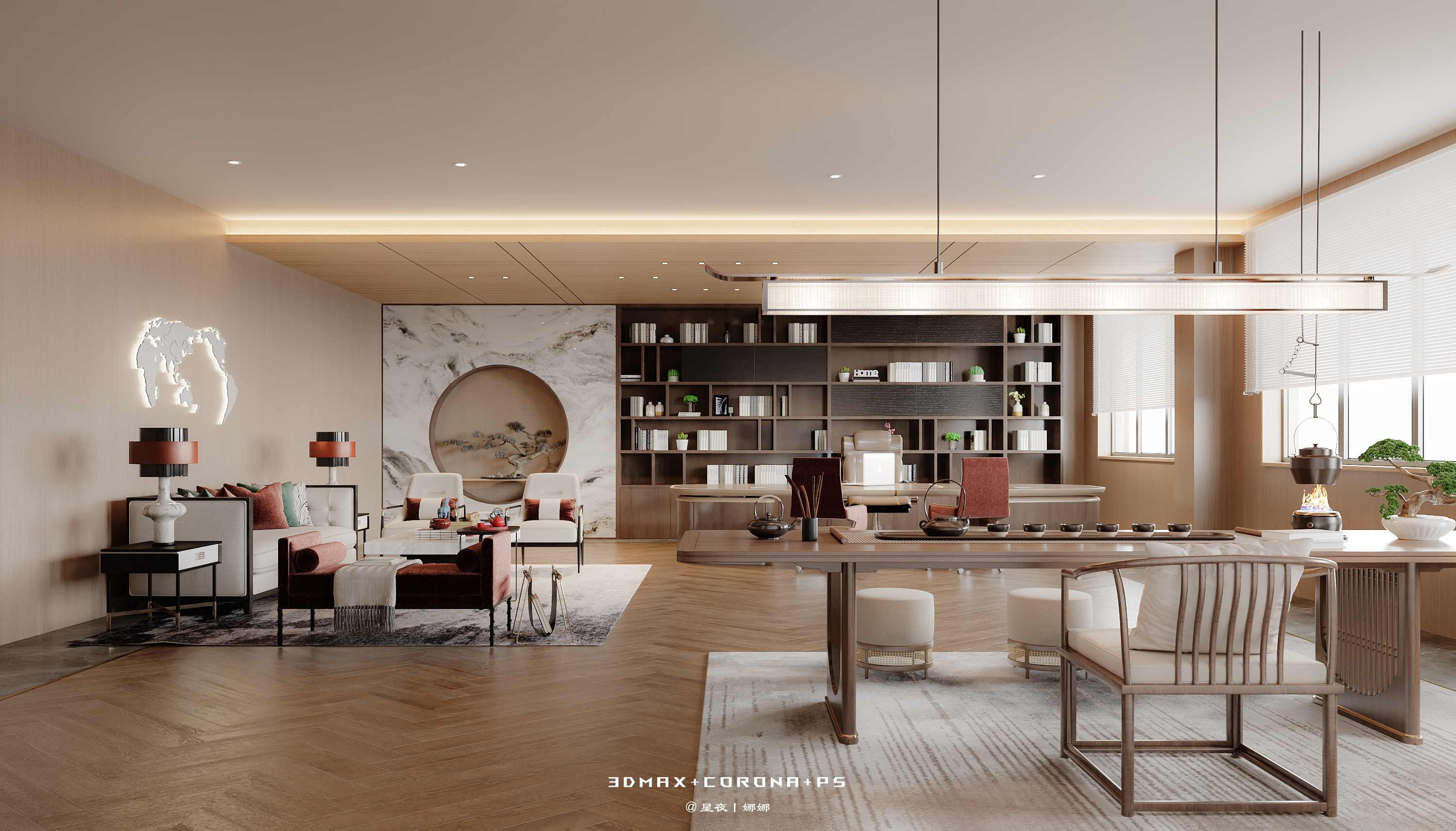 现代简约的高级--简约中式办公会所-5