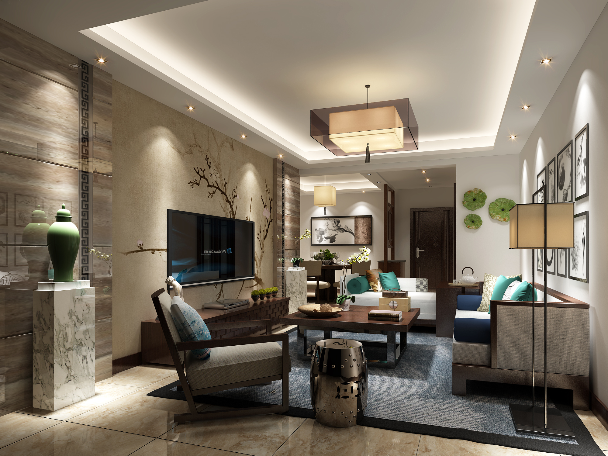 新中式 中式古典 奢华家装别墅样板房-13-34