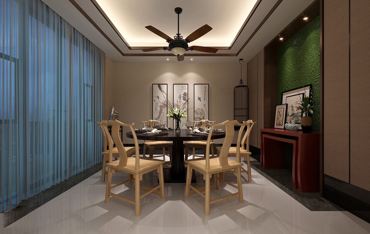 新中式 中式古典 奢华家装别墅样板房-16-10