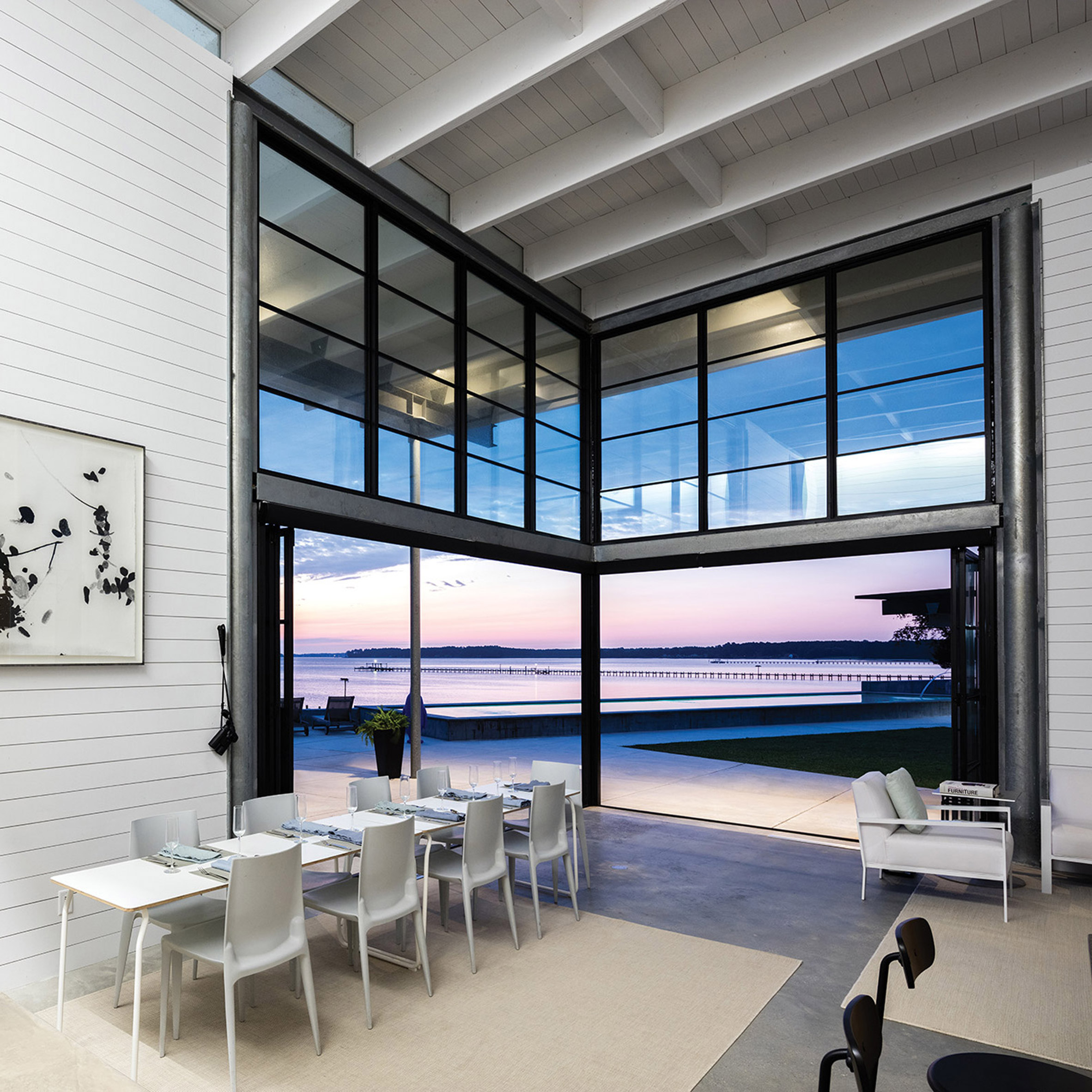 Virginia cabin by 3north features fully glazed corner with river views-0