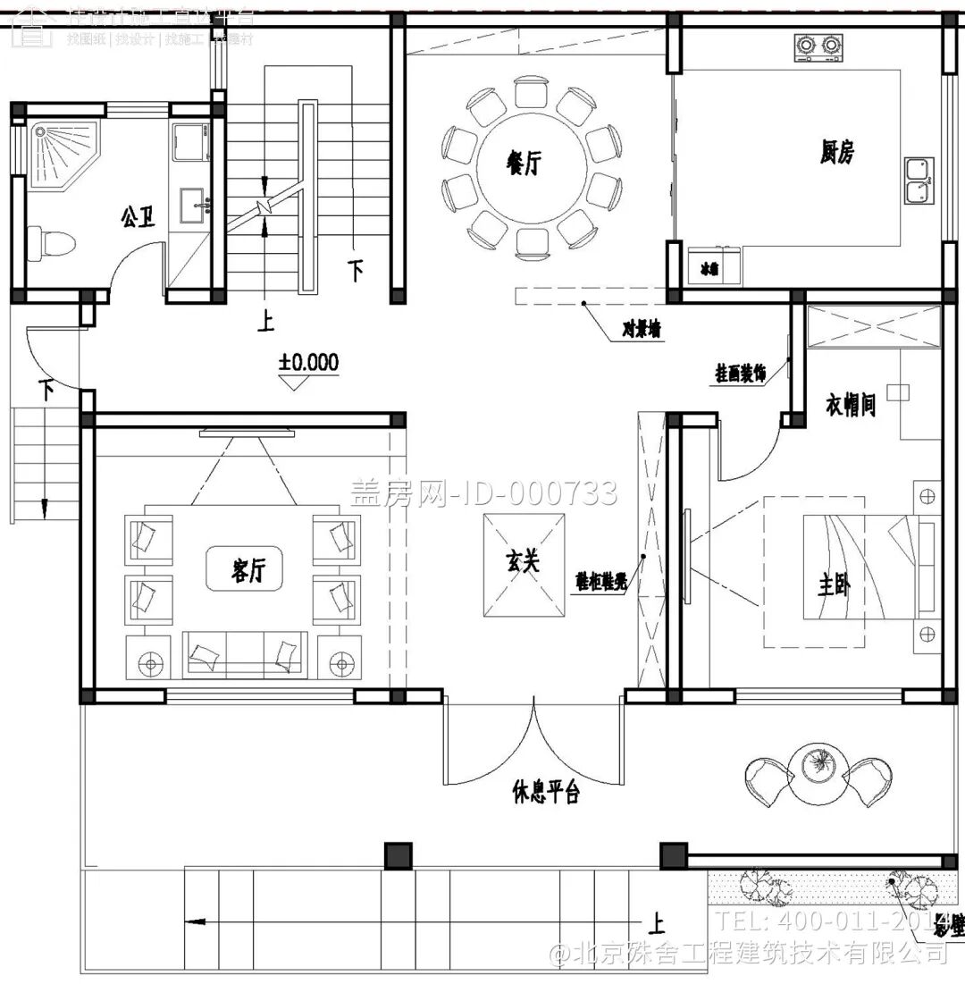 【设计师案例】土建参考造价45万，面宽13.7m×进深10m河南平顶山二层新中式别墅-17