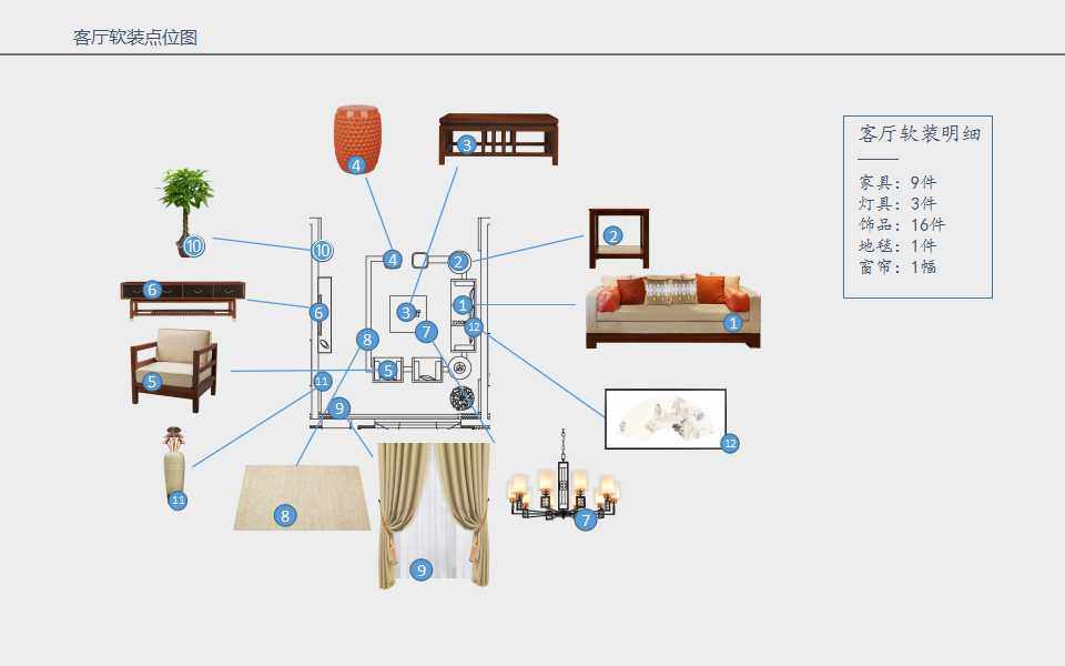 新中式样板间软装落地方案-14