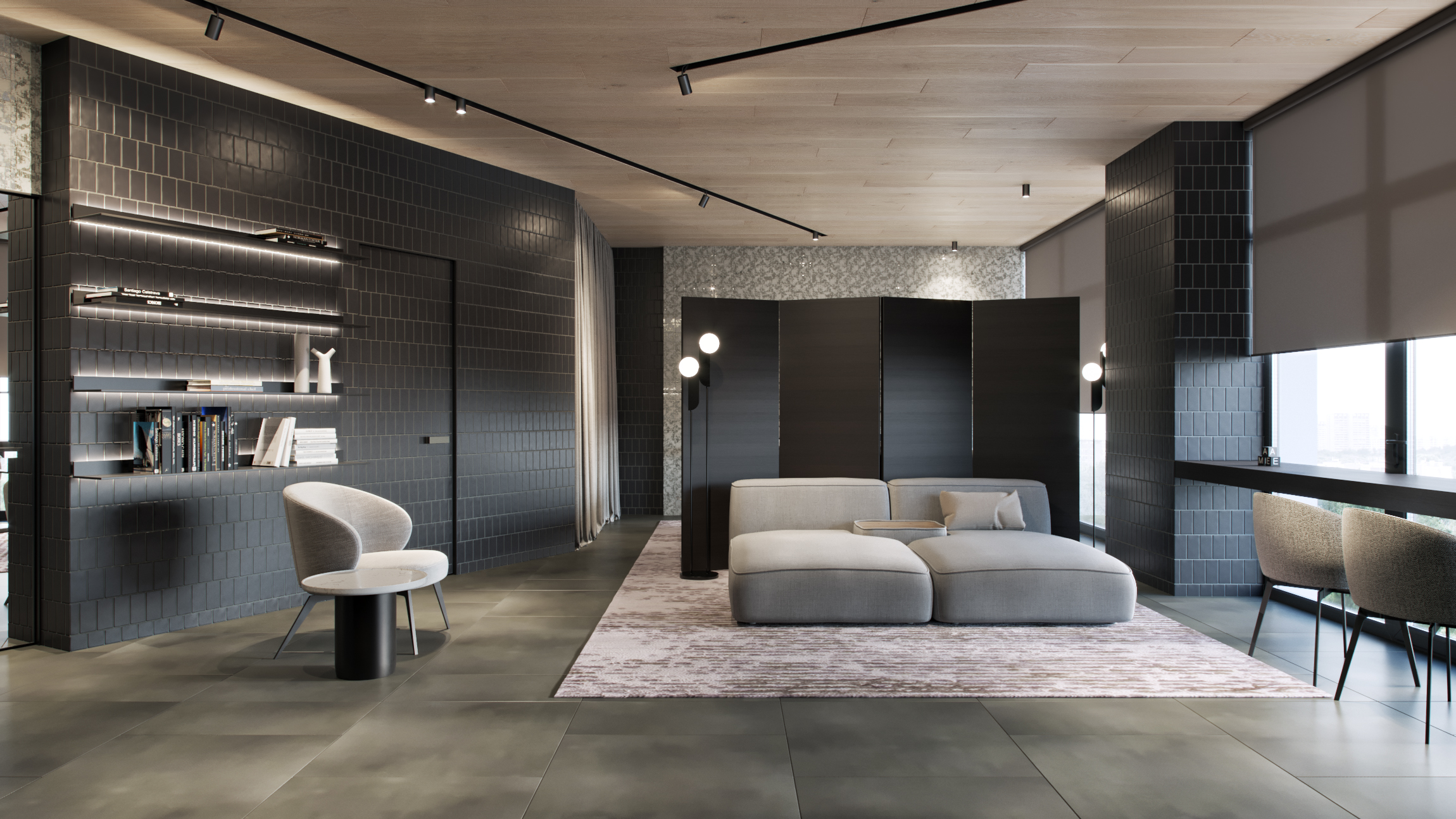 乌克兰市中心迷你公寓,温暖暗色调营造放松空间-6