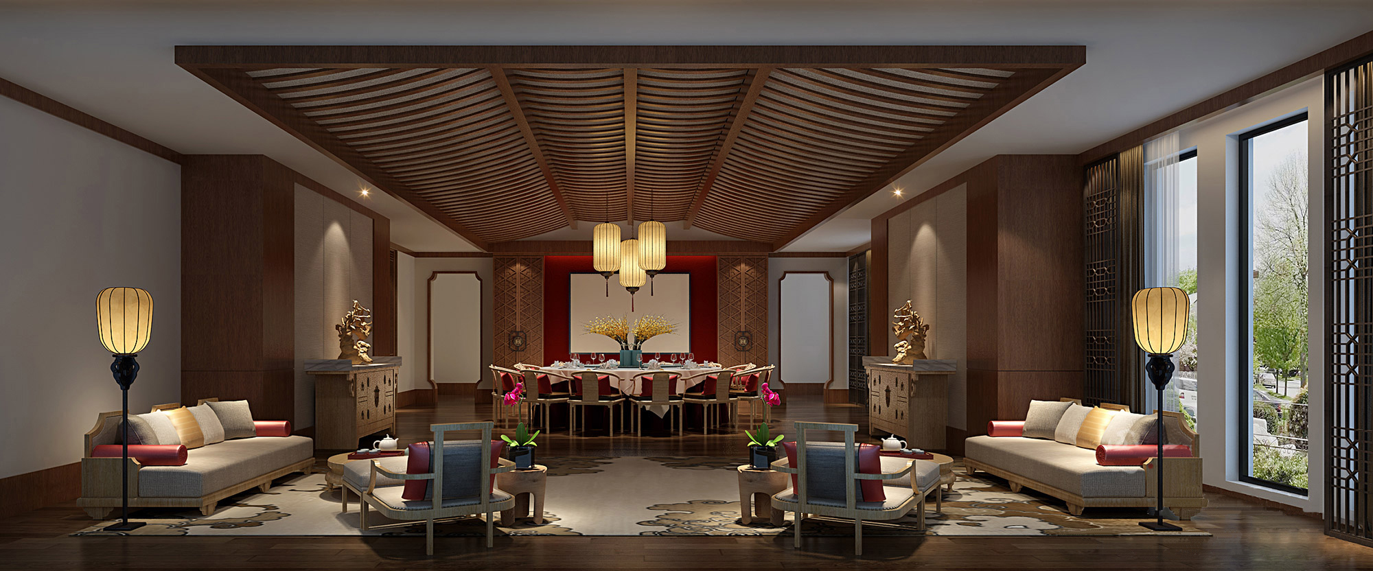 餐厅设计效果图中餐厅餐厅包间包房小吃店面馆工业主题餐厅-9-61