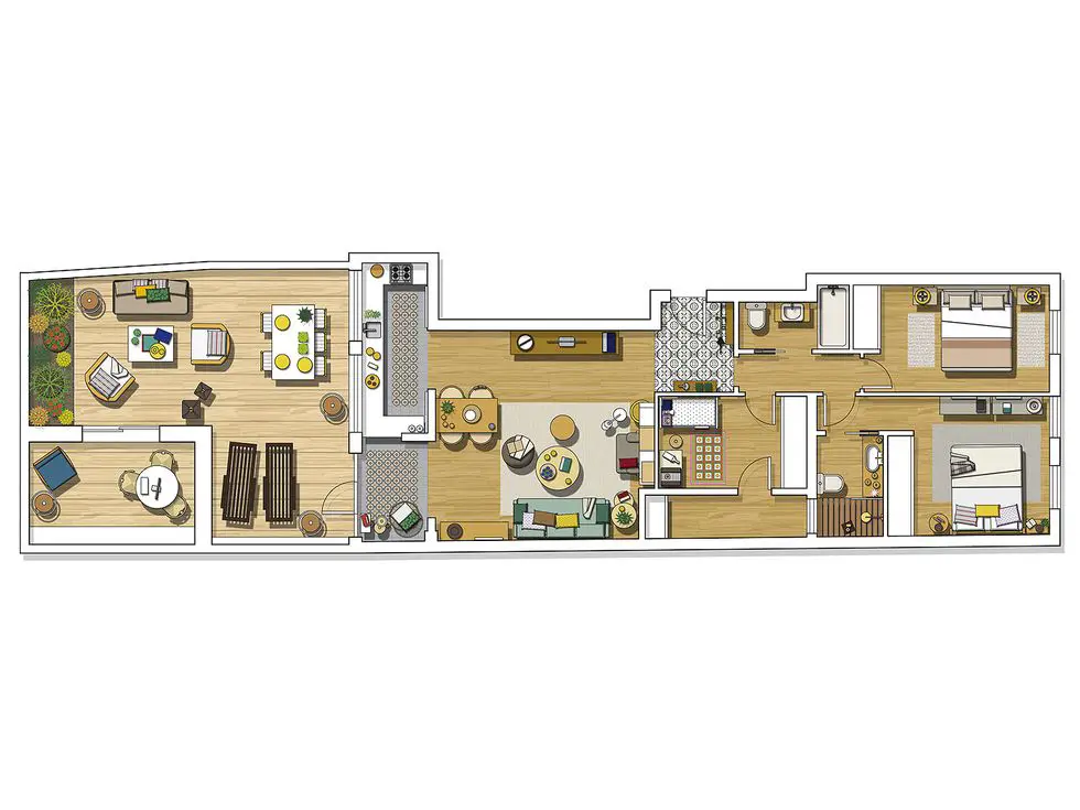 巴塞罗那格拉西亚区现代温馨镇屋改造-19
