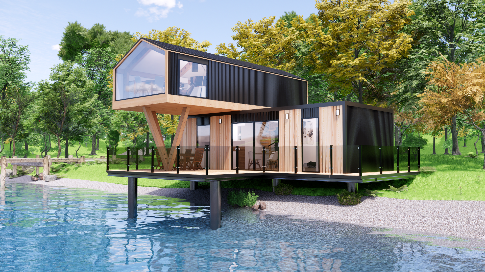 Combo K2 现代 2 层集装箱房-7