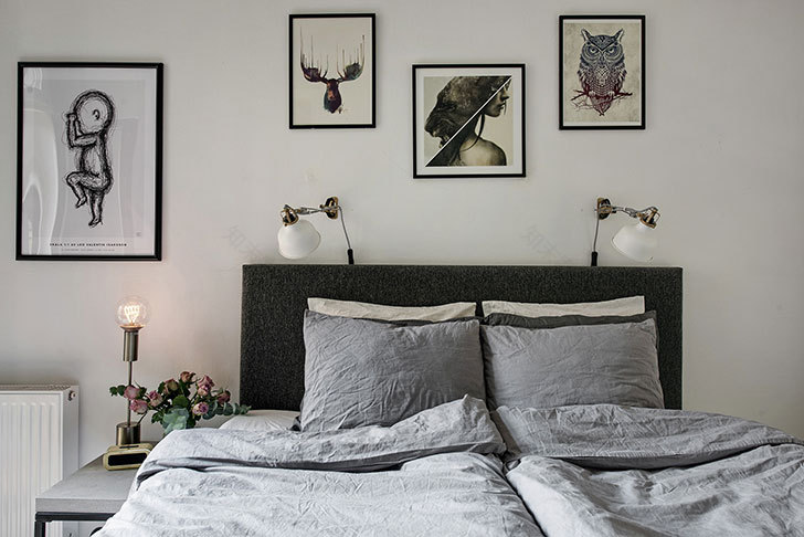 瑞典灰色家居,金属元素与插画打造个性空间-15
