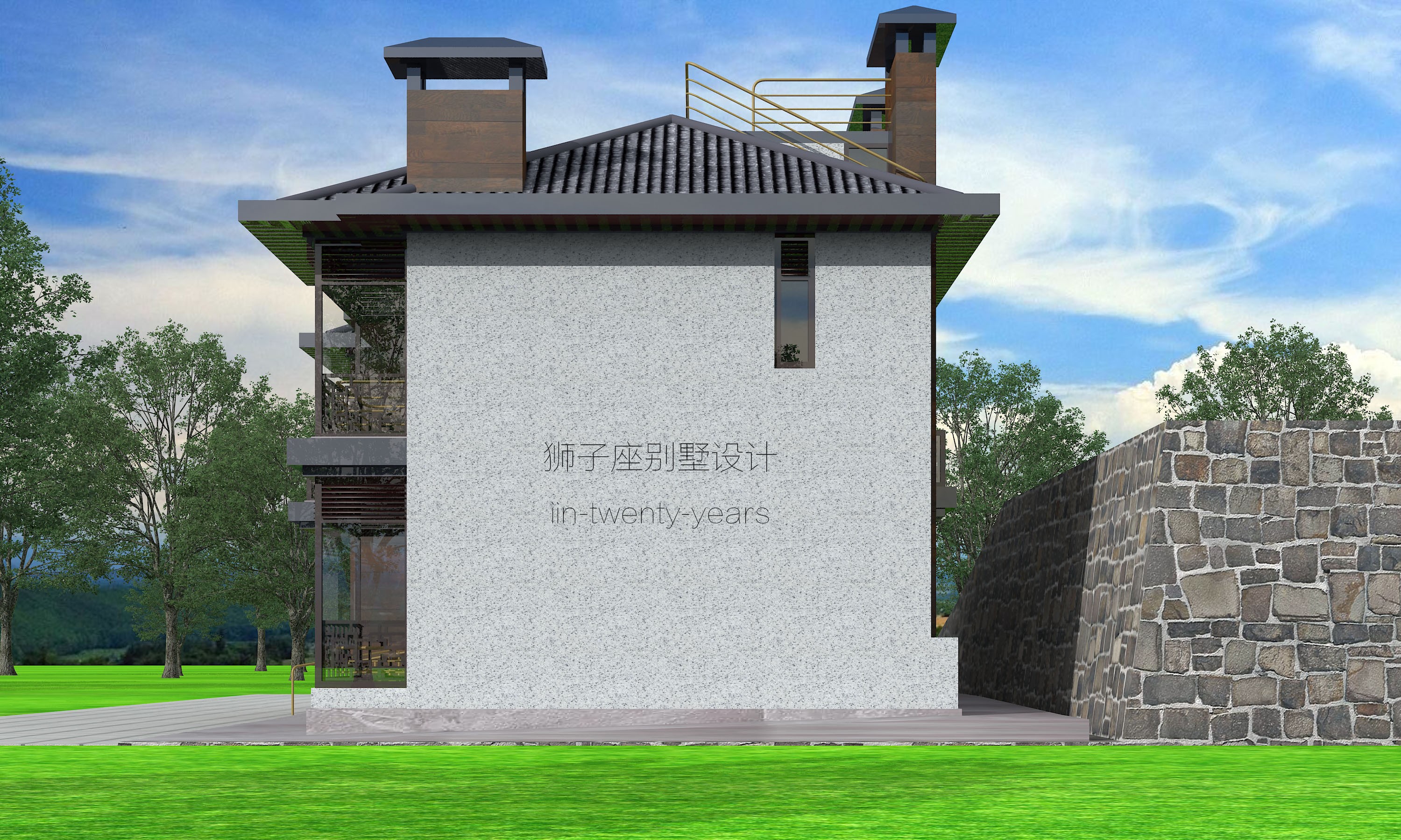 湖南二层自建房别墅设计丨中国湖南丨狮子座自建房\别墅设计-6