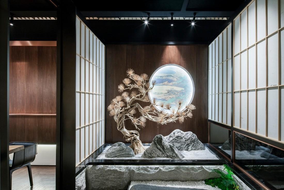 极高级日料餐厅 | 黑金禅意,山水画卷般的就餐体验-4