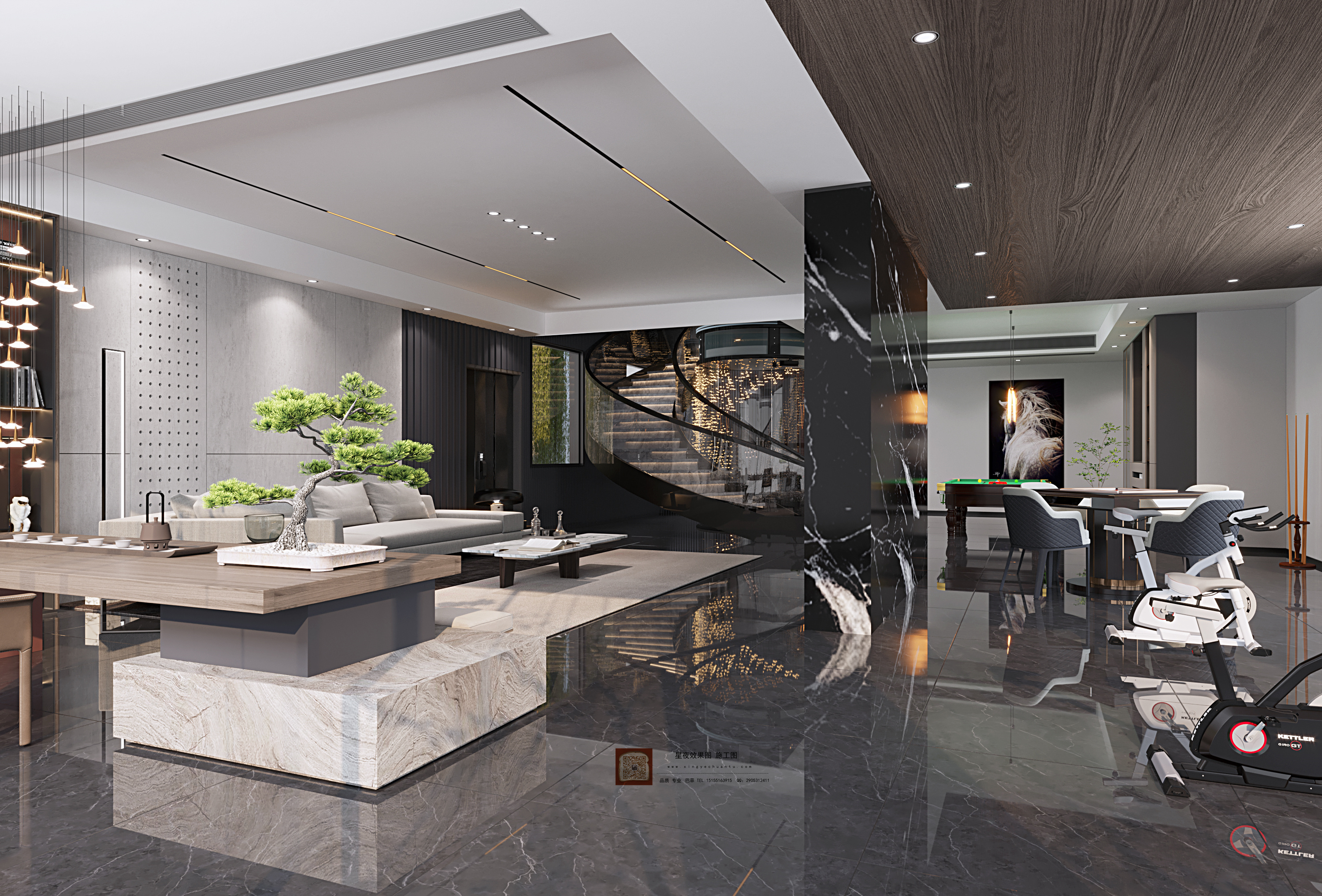 高级黑诠释自由精神·大平层豪宅设计-13