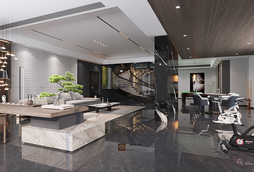 高级黑诠释自由精神·大平层豪宅设计-13