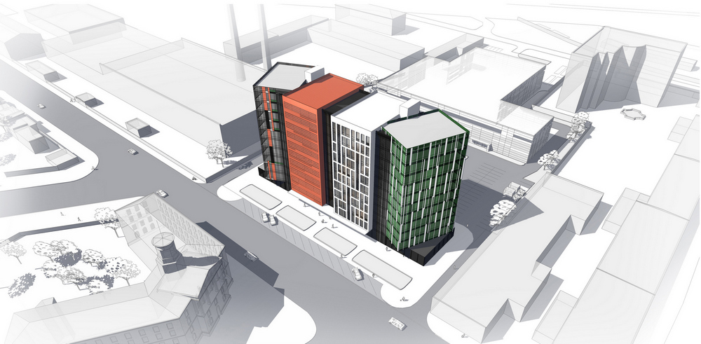 彩色玻璃构建的办公大楼-11