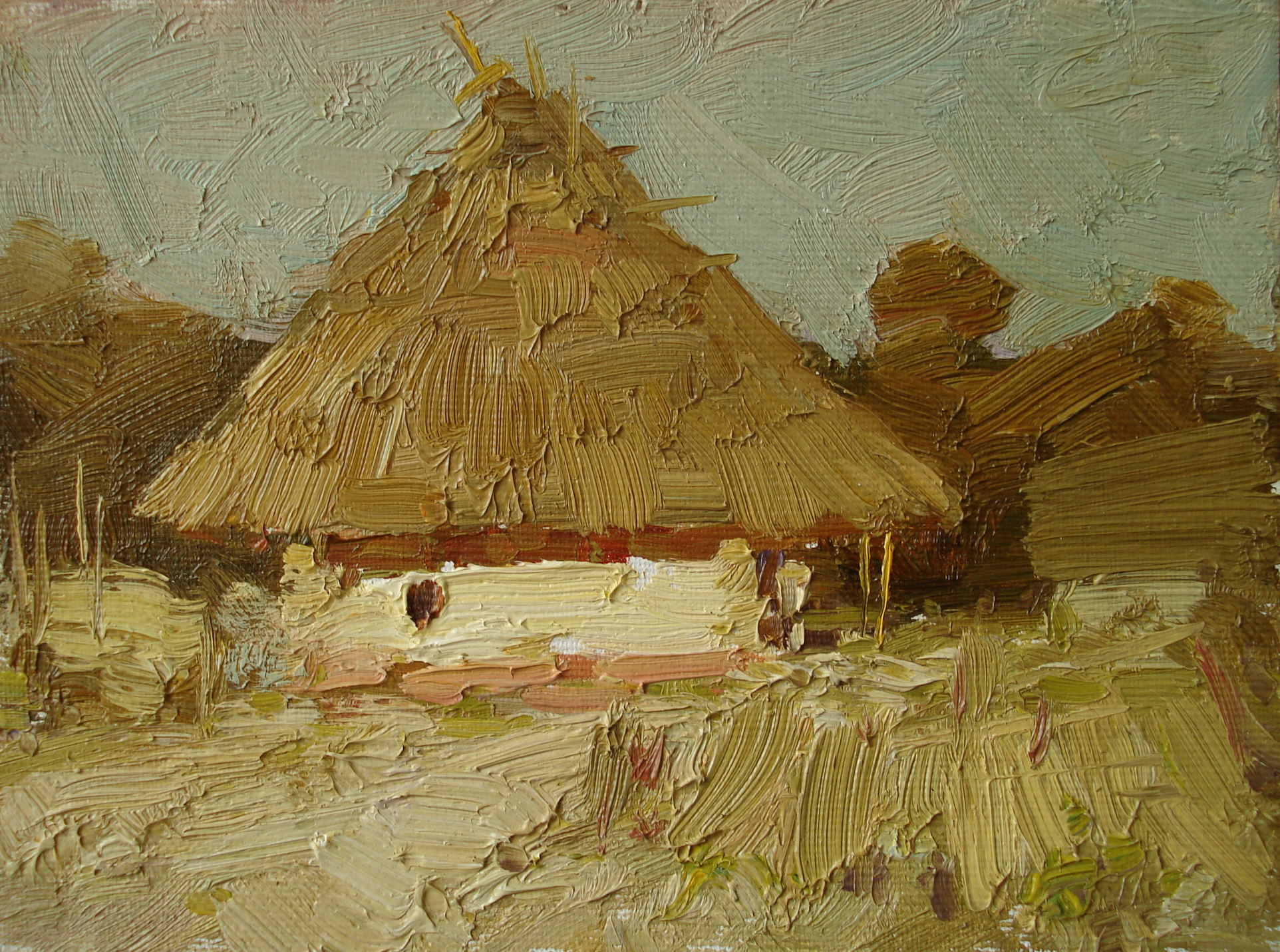 Ukrainian village , plein air oil paintings-1