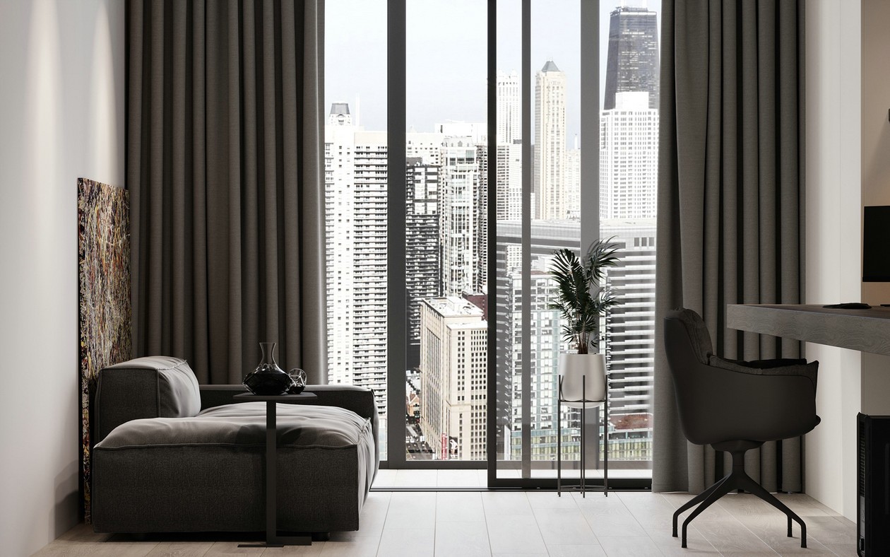 高级黑+橙色卧室设计-9